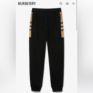 Burberry Check Panel Cotton Jogging Pants